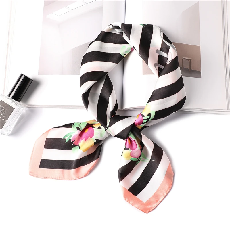 

Fashion Women Scarf Silk Square Neck Head Scarfs Floral Print Office Lady Small Neckerchief Hijab