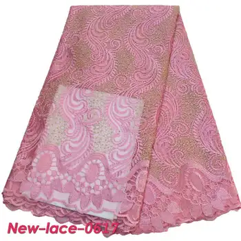 

African Lace Fabric 2019 Embroidered Nigerian Stones Laces Fabric High Quality French Tulle Lace Fabric For Women e02