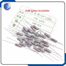 500 шт. 1 Вт 5% полное значение резистор из углеродистой пленки оксид металла 0123456789R/K/M 0.1.2.3.4.5.6.7.8.9 R K M 0 1 2 3 4 5 6 7 8 9 Ohm