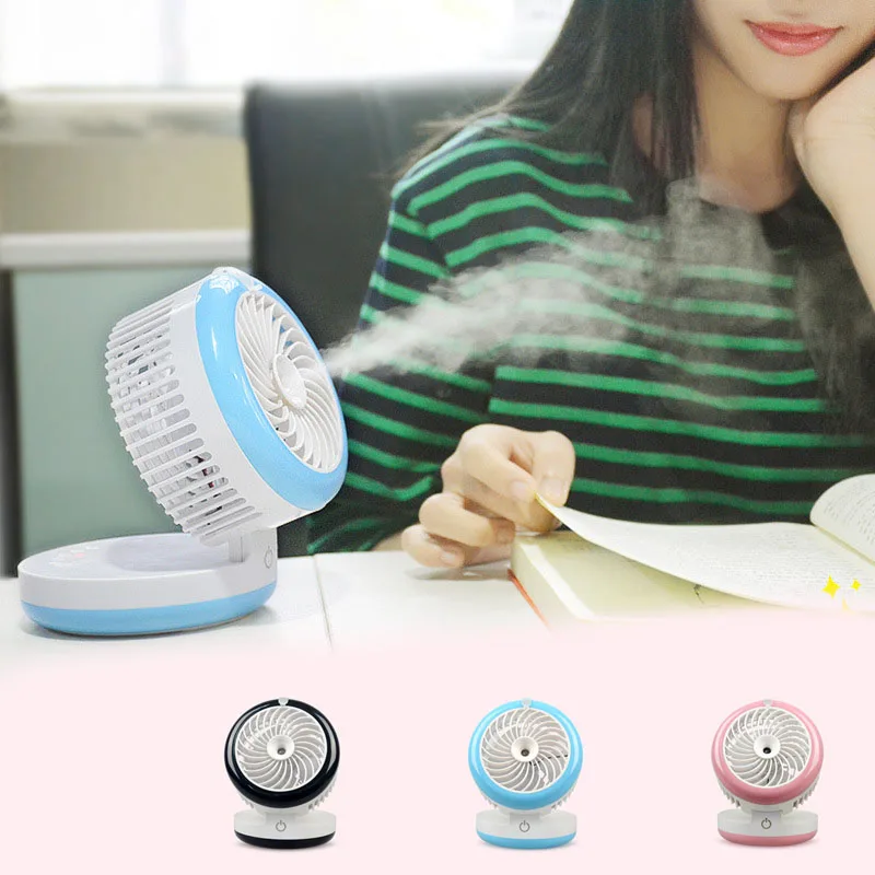 

Water Mist Fan Misting Humidifier USB Rechargeable Fans Spraying Powerful Office Desktop Mobile Power Ventilador QJY99
