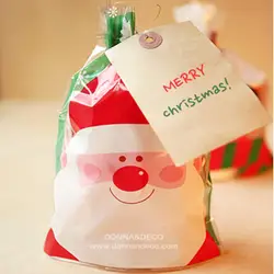 Оптовая продажа Рождество упаковки Санта Клаус Пластик Cookie Сумки для подарок пекарни Еда УПАКОВКА 14*20 см