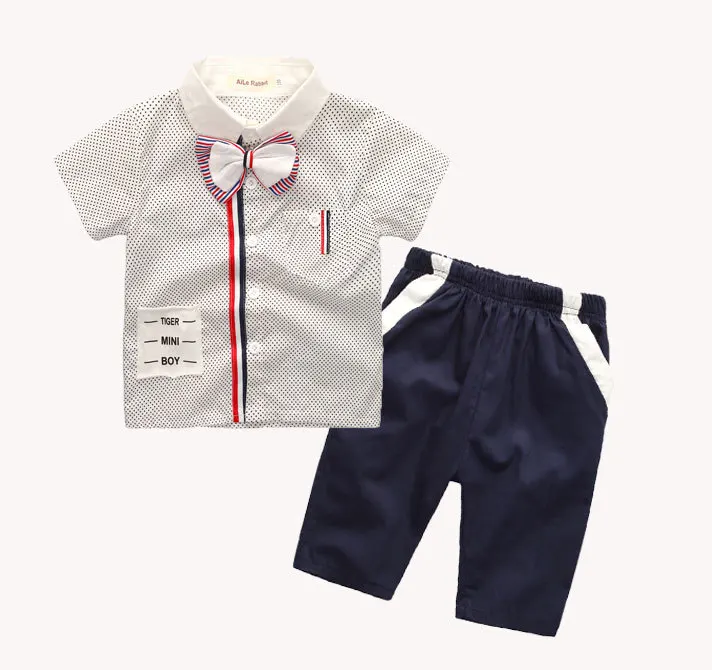Г., комплект одежды для мальчиков, костюмы рубашка+ штаны комплект из 2 предметов, два комплекта джентльмена, костюм с бабочкой детская спортивная одежда с короткими рукавами для отдыха для мальчиков