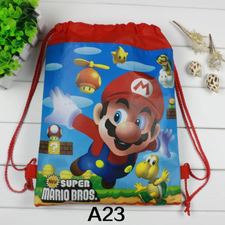 24 шт маленький Супер Марио bros тематическая вечеринка на день рождения подарки нетканый drawstring Подарочный мешочек для детей для плавания школьные рюкзаки - Цвет: B