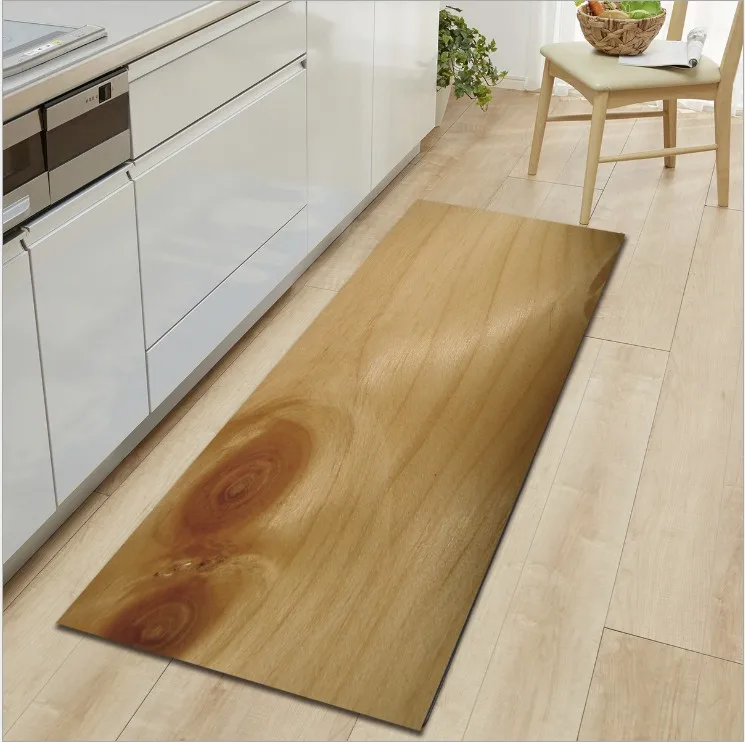  Wood Pattern Rectangle Corridor Mats Welcome Door Mat Living Room Rugs Anti-slip Kitchen Floor Mats