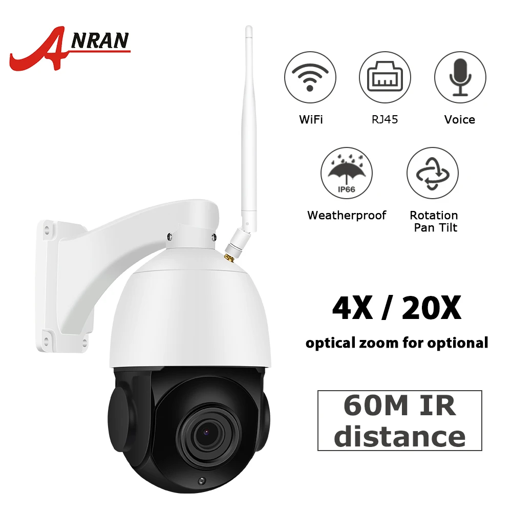 

ANRAN 1080P PTZ IP Camera Outdoor Waterproof Speed Dome Camera 20 X Zoom Lens 60M IR Night Vision Security Camera Support Onvif