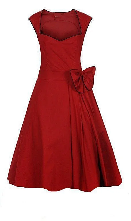 Le donne Più Il Formato Nuovo 50s 60s Retro Vintage Polka del Vestito Senza  Maniche Primavera Estate Rosso Vestito Da Sera Del Partito Altalena Vestito  Con Il Bowknot|retro vintage dress|swing dressvintage dress -