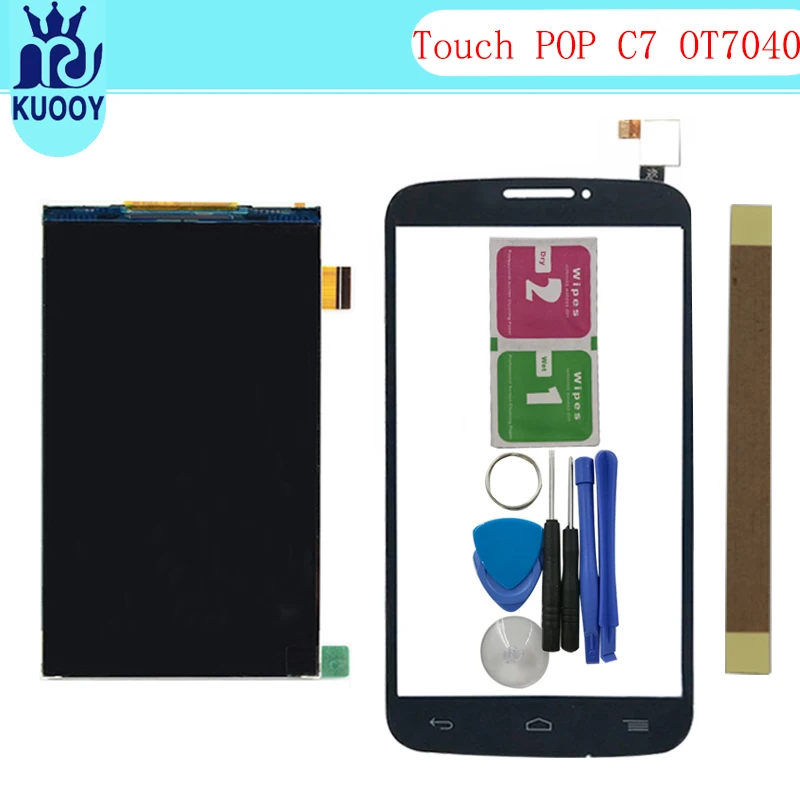 

5.0" New OT7040 LCD Display For Alcatel One Touch POP C7 7040E 7041D 7040A Touch Screen Digiziter Sensor Panel With Tools Tape