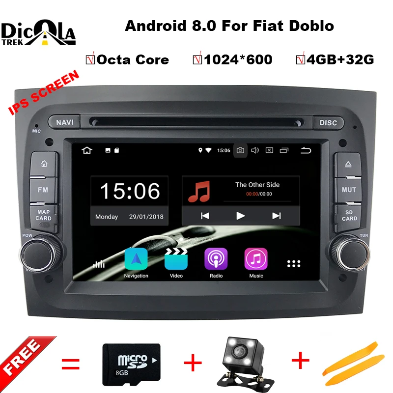 

Octa Core Android 8.0 Car DVD Player GPS Navigation Headunit for FIAT DOBLO 2016 2017 Auto Stereo Unit Vehicle Multimedia Radio