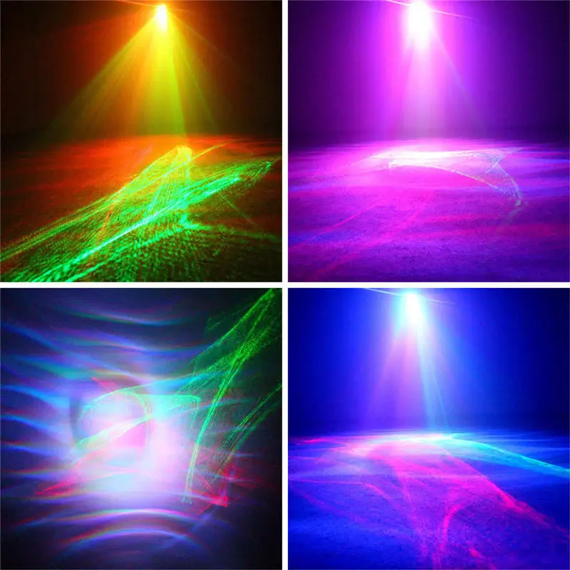 AUCD Mini Portable Remote Red Green Laser Lights& Aurora RGB LED Mix Projector Stage Lighting DJ Disco Home Party Show W-A200RG