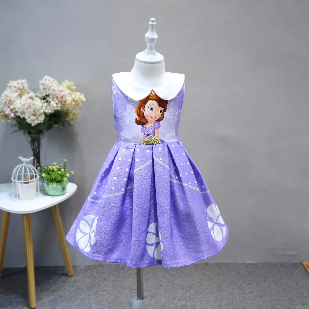 Разноцветное Новое дизайнерское летнее платье для девочек с матросским воротником, детское платье принцессы Софии Эльзы для костюмированной вечеринки ткань для платья-пачки