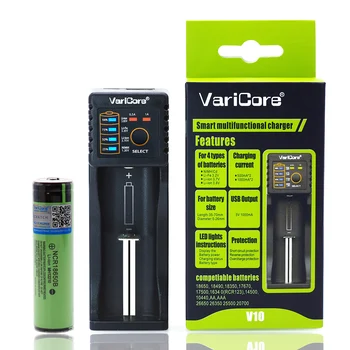 

VariCore protected 18650 3400mAh battery NCR18650B original new PCB 3.7V Suitable for flashlights+V10 Charger