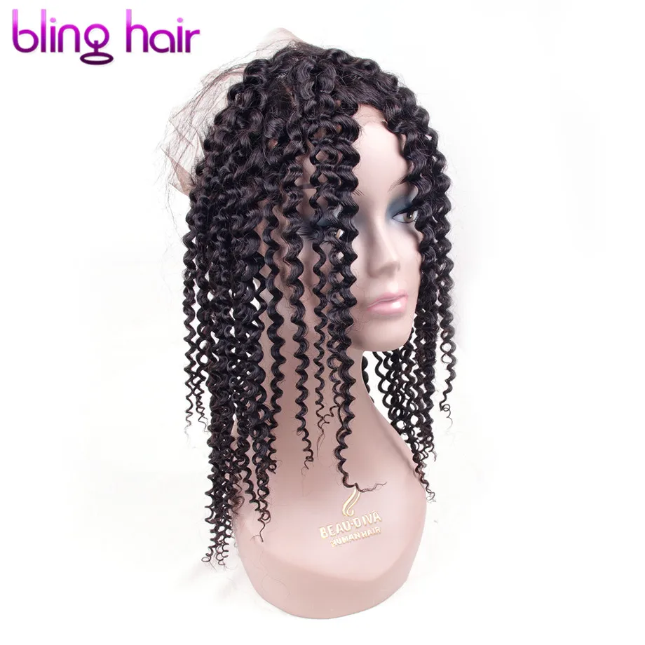 Bling Hair бразильские кудрявые 360 кружева лобовое закрытие с детскими волосами предварительно выщипанные Remy человеческие волосы закрытие отбеленные узлы