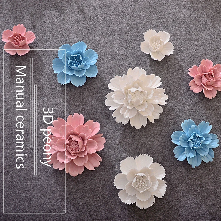 

Aqumotic Ceramics Flower for Wall Decoration Ornaments Wall TV Backdrop 3D Peony 1pc Chic Hang Plate Home Decor By Hand China