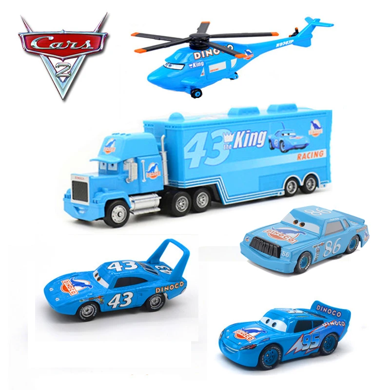 5 шт. disney Pixar Cars 2 Diecasts Автомобильная игрушка Голубой динозавр DINOCO Lightning McQueen Чико Хикс Кинг Вертолет игрушки подарок для детей - Цвет: 1