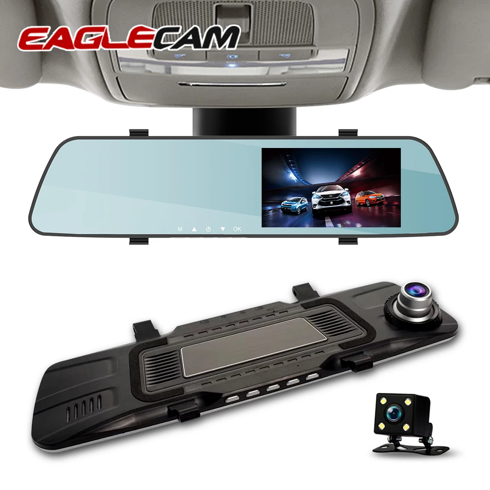 

Dash Camera Dual Lens Car DVR 4.3 Inch 1080P Full HD DashCam Rear View Mirror Camera Driving Recording Registrar Parking Monitor