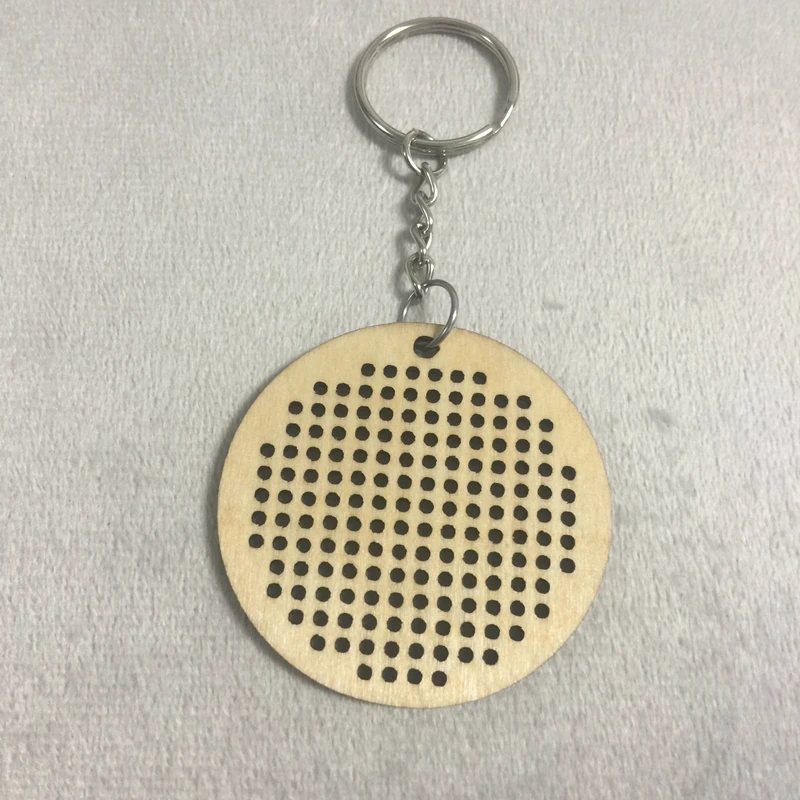 

diy wood cross stitch blank Wood Key Chain Key Tag Round Circle Shape