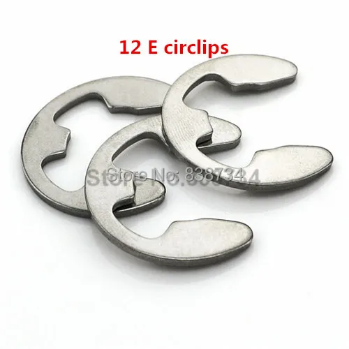 100pcs 12mm a2 70 304 stainless steel split baffle ring internal snap E type circlips ring for