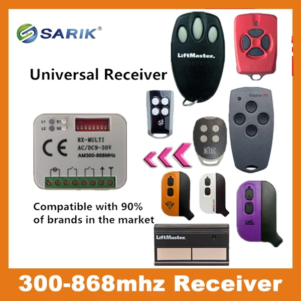 

2-ch multi frequency 300-868Mhz Brand compatible receiver for BFT FAAC remote controls