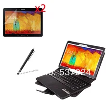 Wireless Bluetooth 3.0 Keyboard Leather Case Cover For Samsung Galaxy Note 10.1 2014 Edition P600 P601 +2* Matte films +Stylus