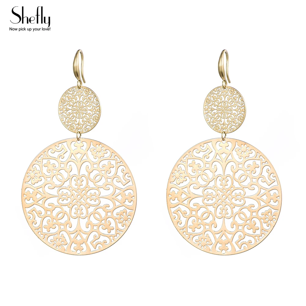 

2018 Fashion KC Gold Silver Color Long Earrings for Women Hollow Flower Drop Earrings Jewelry pendientes largos EH03402