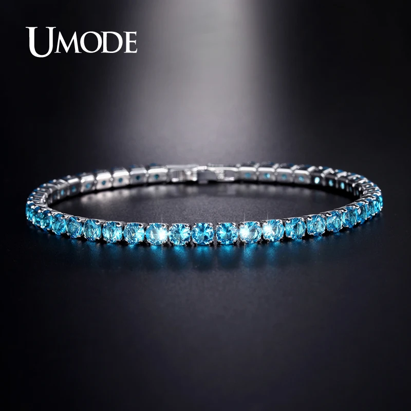 UMODE الأزياء سحر أساور للنساء الملونة زركونيا مجوهرات مربع سلسلة تنس Braclets الحب هدايا Pulseira الأنثوية AUB0097