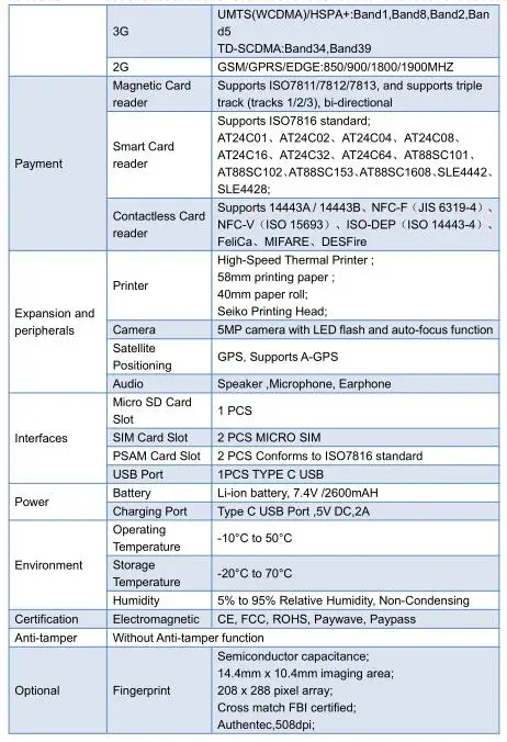 Мобильный POS термопринтер PCI EMV Android Ручной Wi-Fi 4G терминал беспроводной Bluetooth QR сканер штрих-кода Бесплатный SDK Z100