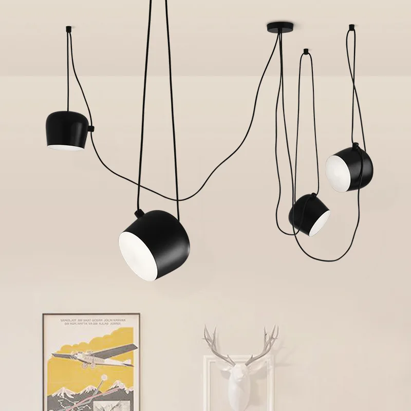 

White/Black Body Loft Led Pendant Lamp Modern Parlor Hotel Hall Hanglamp Coffee Shop Bar Office Chandeliers Nordic Luminaire