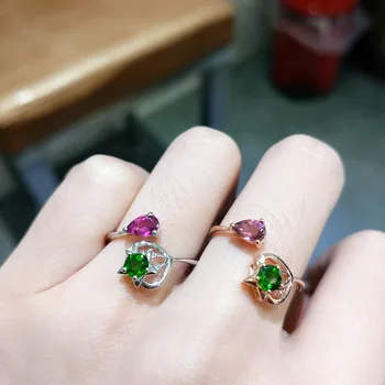 

FLZB, Fine jewelry natural tourmaline red and green color , star and drop design 925 sterling silver ring for girl with gift box
