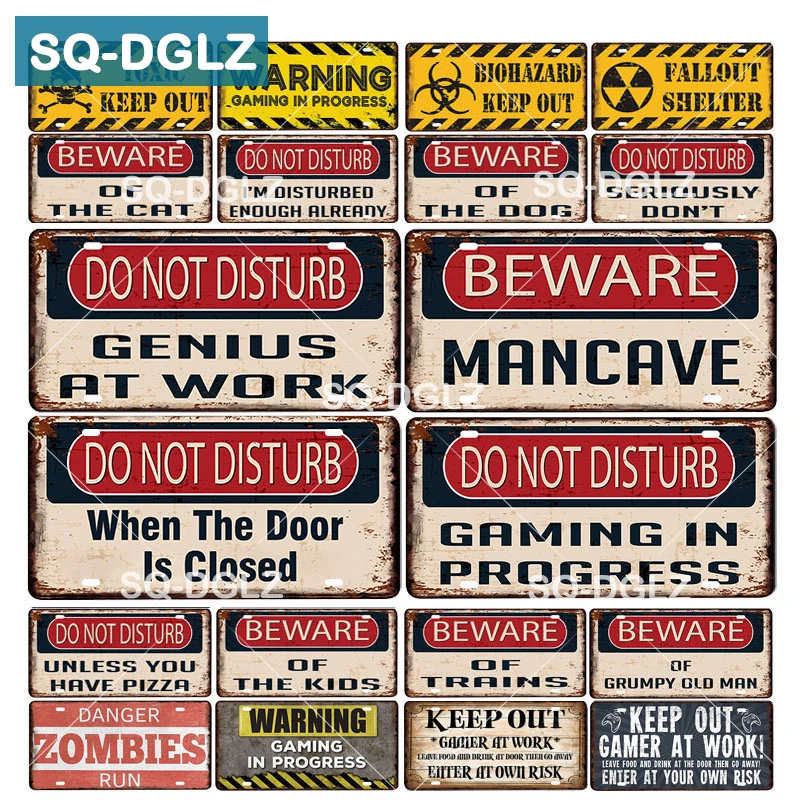 

[SQ-DGLZ] Do Not Disturb Geniu License Plate Beware Plaque Metal Vintage Warning Keep Out Metal Sign Bar Decor Metalen Borden