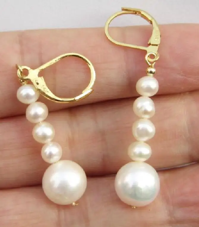 

new hot AAA ++ drop white south sea pearl earring 14k/20 hook
