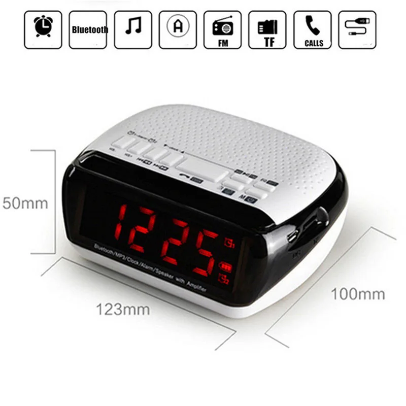 LED Dual Alarm Clock Smart Wireless Bluetooth Stereo Speaker Music