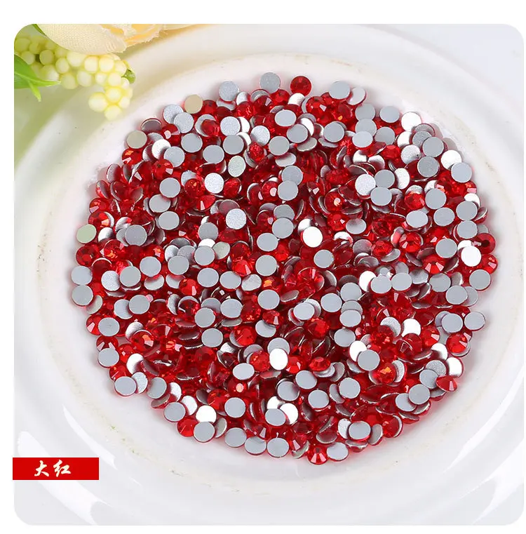 

Free shipping SS3-SS34(1.3MM-7MM) red flatback rhinestones 3D A-Grade Crystal glass DIY Nail Art stones