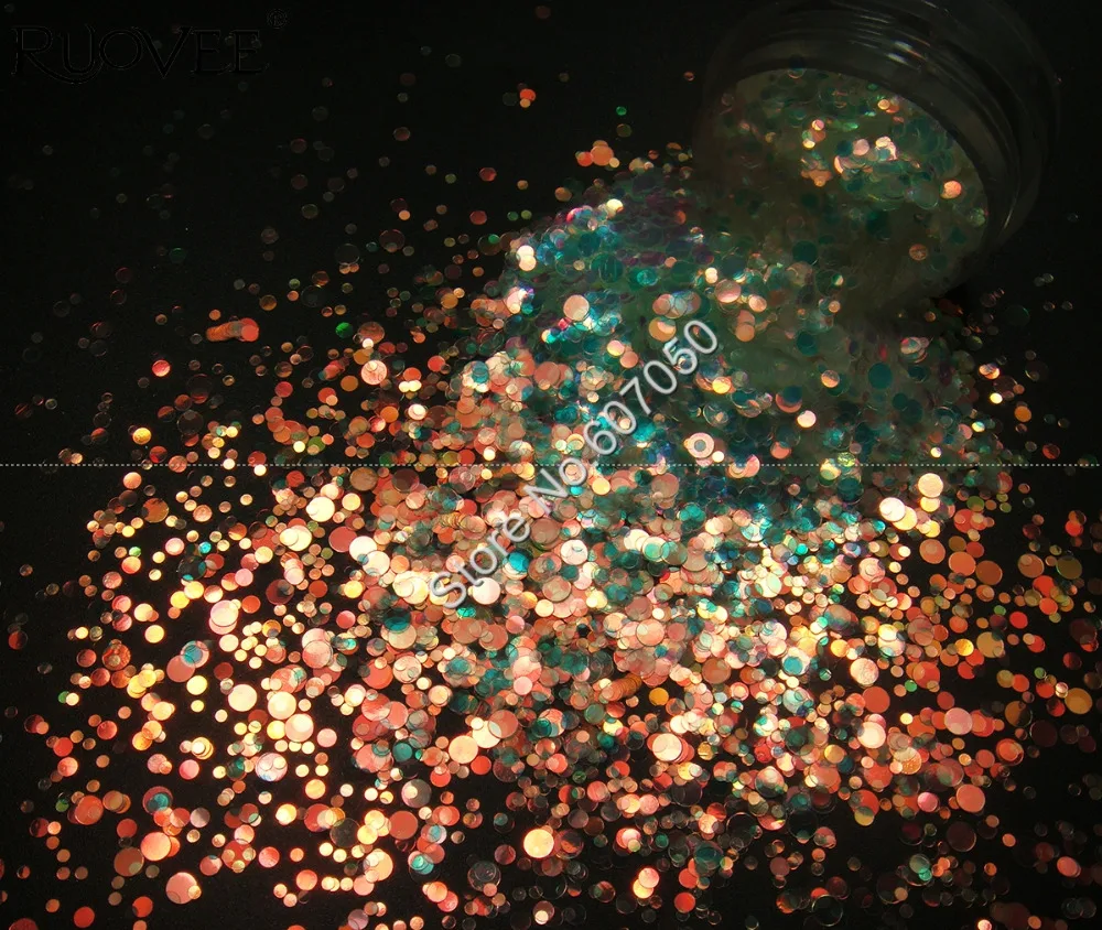 

Mix Size White Glitter Round Dot Spangle Shape with Gold Light Tint for Nail Glitter Art Craft Decoration