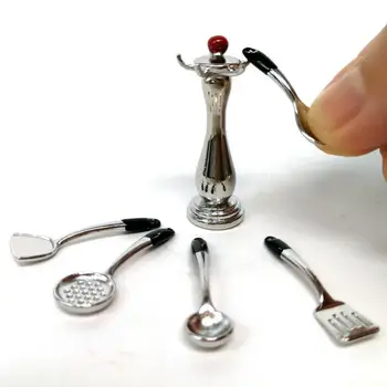 

6Pcs/lot Kawaii Mini Spoon and pot shovel Miniature Model Simulation Kitchen kitchenware Dollhouse Accessories Toy