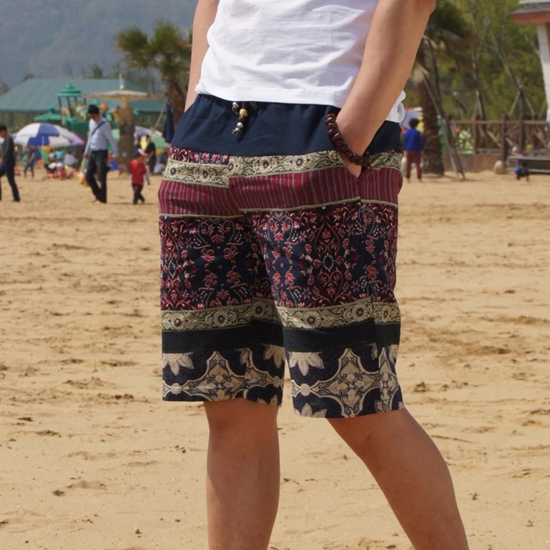 2020 Summer New Men's Bermuda Shorts Loose Straight Floral Hawaiian Casual Linen Short Pants Male Brand 2020 Summer New Men's Bermuda Shorts Loose Straight Floral Hawaiian Casual Linen Short Pants Male Brand