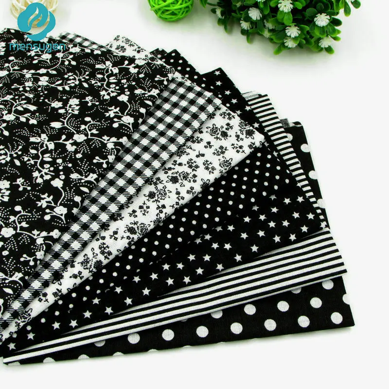 7pcs Black 100% Cotton Quilting Fabric for DIY Sewing Patchwork Kids Bedding Bags Tilda Doll Baby Cloth Textiles Fabric 50*50cm