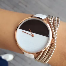 Simple Style Luxury Brand Women’s Fashion Dress Watches Black White Dial Thin Belt Leather Quartz BGG Watch Women montre femme