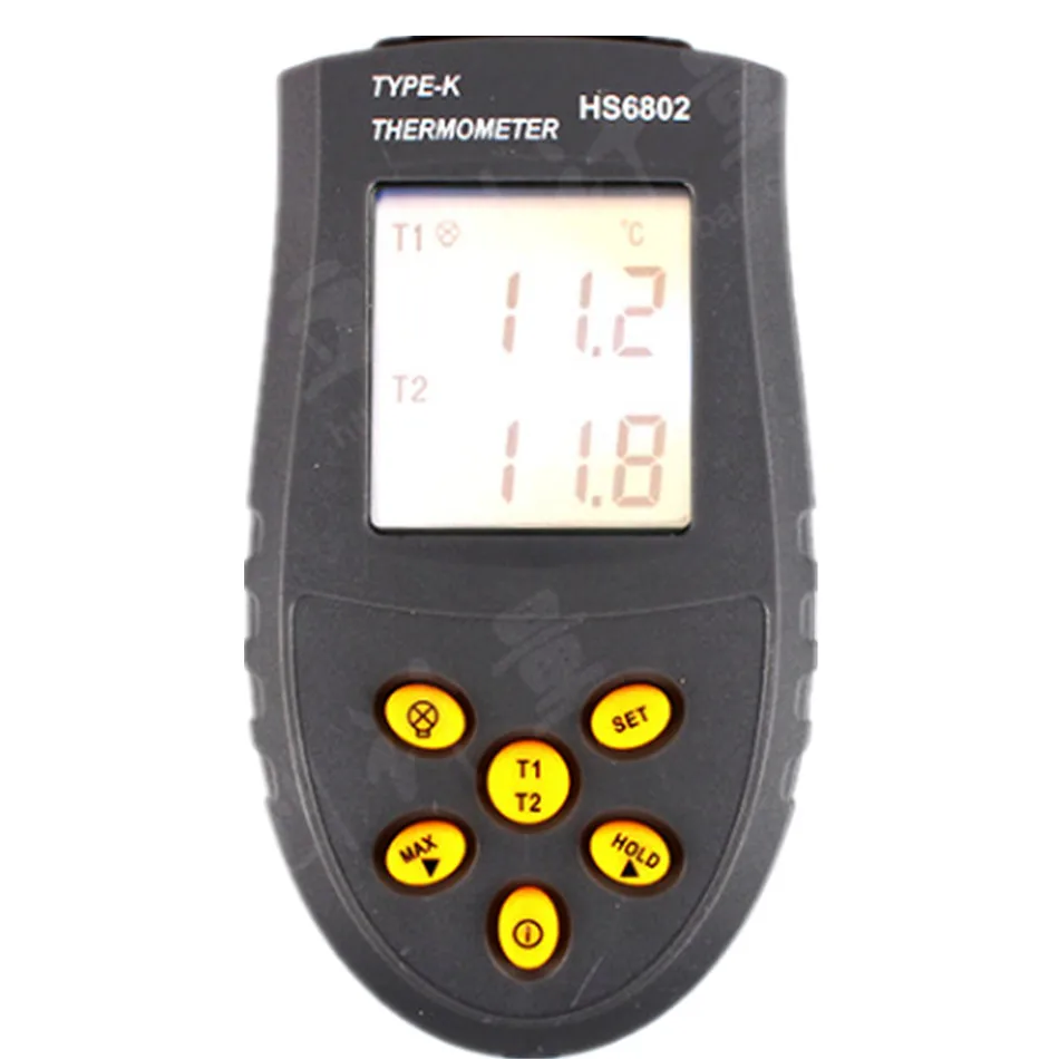 

HS6802 Thermometer Contact Dual Probe Handheld Digital Channel 30Vdc or 24Vac Maximum Voltage Input