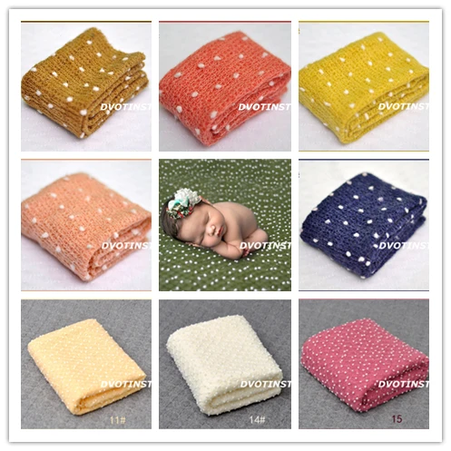 Dvotinst Crochet Knitted Soft Baby Wraps Photography Props Fotografia White Ball Background Blanket Infant Toddler Studio | Детская