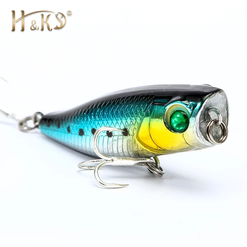 

H&K Hot Model Retail Fishing Lures, Hard Bait Assorted Colors, Popper Lure 40mm / 6.5g, Floating Topwater Mini Baits HK041