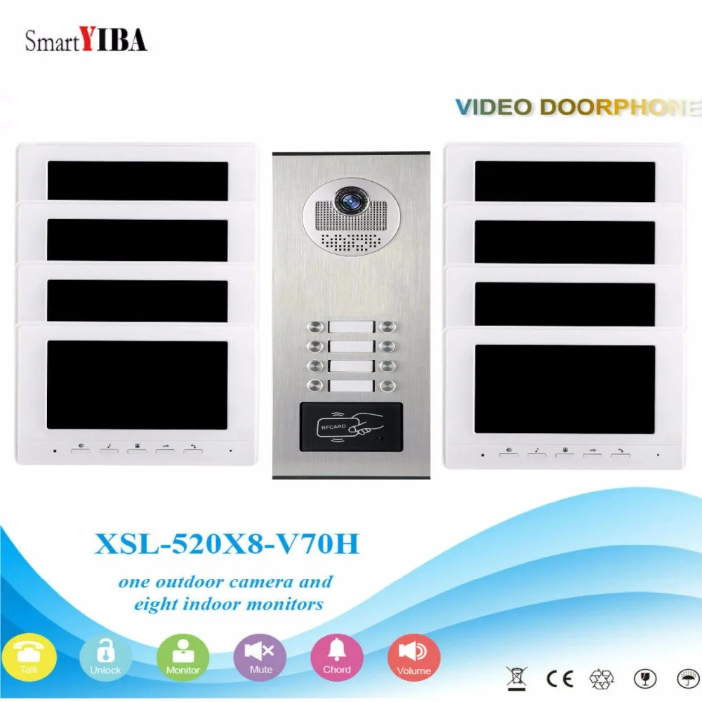 

SmartYIBA 7inch Apartment Building Video Intercom Kits 2 To 12 Units Household For Option RFID Access Doorbell Door Phone Kit