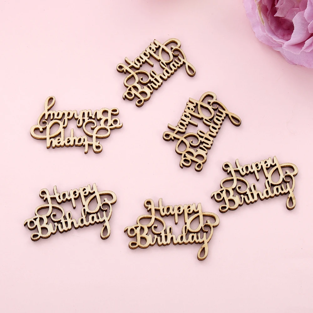 

15PCS Happy Birthday Laser Cut Wooden Slice Hanging Ornaments Handcraft Letter Carving Wood DIY Crafts Home Decoration