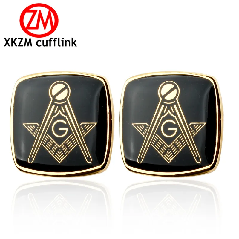 

XKZM Fashion Luxury shirt gold masonic cufflink for mens Brand cuff buttons cuff links High Quality abotoaduras Jewelry