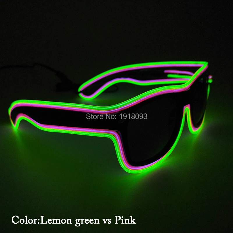 5 штук двойного освещения Цвет блестящих EL провода очки с темными придают новые очки праздник освещения украшения поставки