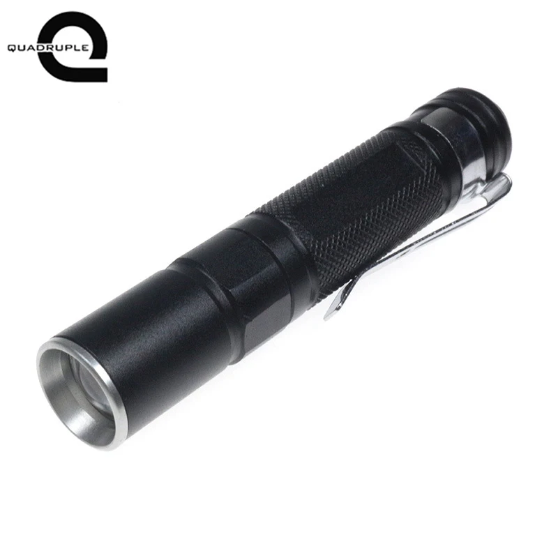 Quadruple Mini Flashlight Q5 LED telescopic dimmable clip type