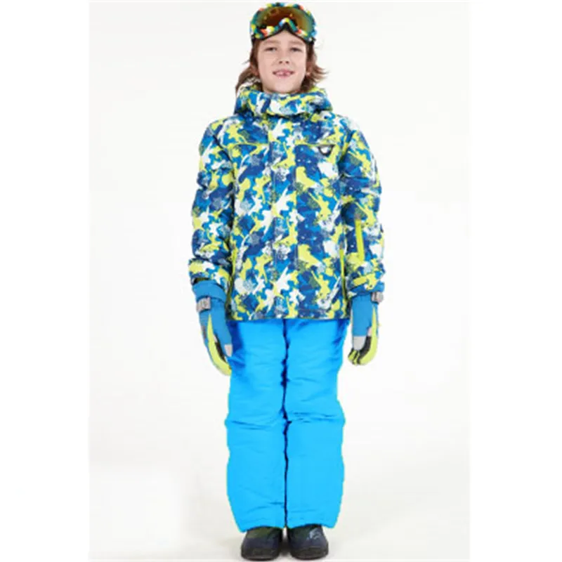 -35 الأطفال الفتيات أو الفتيان الثلوج دعوى الرياضة في الهواء الطلق على الجليد ارتداء يندبروف ماء تنفس الحرارية الثلوج سترة + بانت