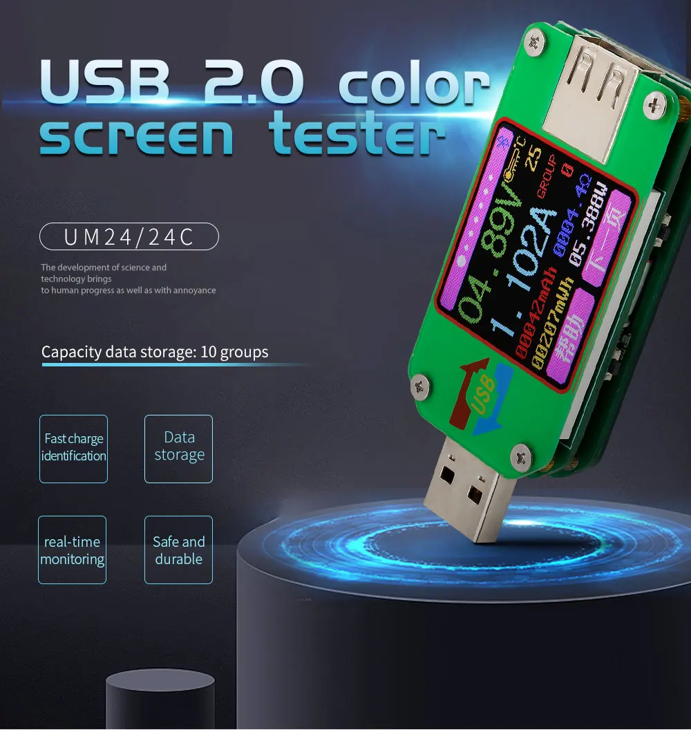 UM24 UM24C для приложения USB 2,0 ЖК-дисплей Вольтметр Амперметр батарея зарядное напряжение измеритель тока тестер сопротивления кабеля