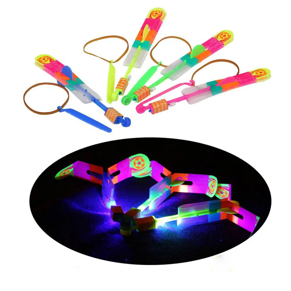 

100 Pcs Flying Toys Rocket Flash Arrow Glowing Toys For Children Luminous Big Slingshot LED Light Arrow Helicopter Emitting Gift