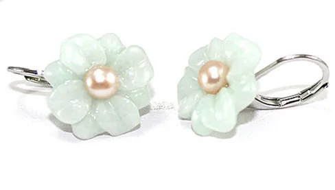 

Free Shipping ER00129 Flower Natural Stone Earring