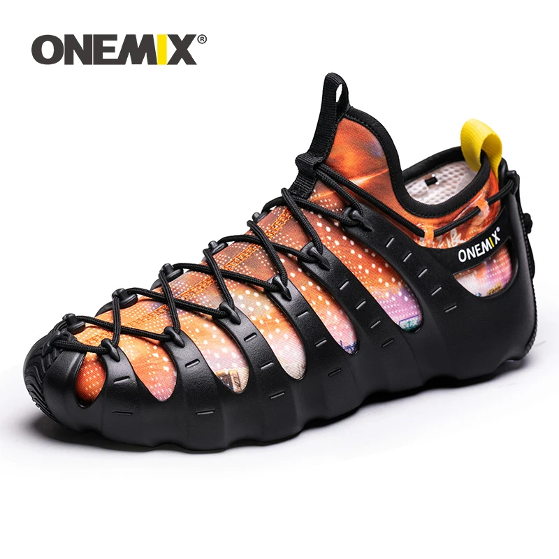 Onemix Fashion Soft Rome Running Shoes 1 Shoes 3 Wear Breathable Black Sneakers Two-Piece Yoga Shoes Summer Water Diving Shoes